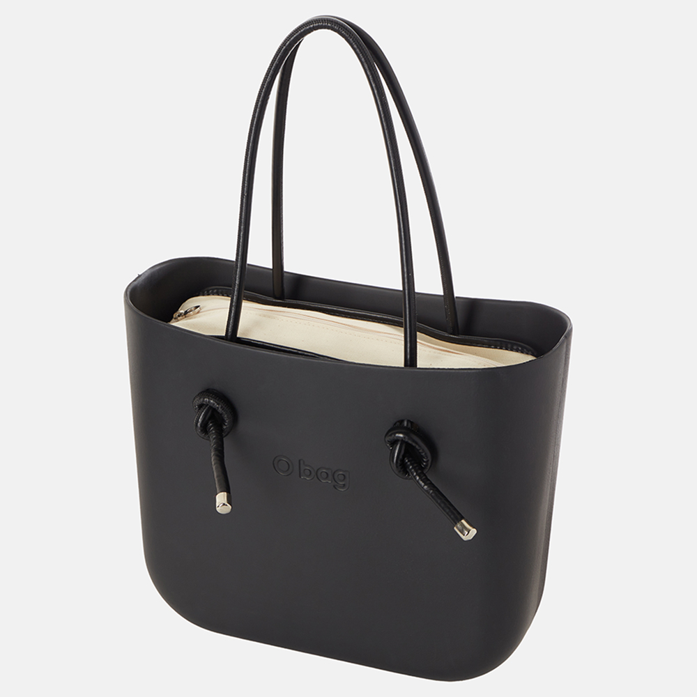 O Bag - Classic XL Bag With Inner Fabric & Knot Handles - Black