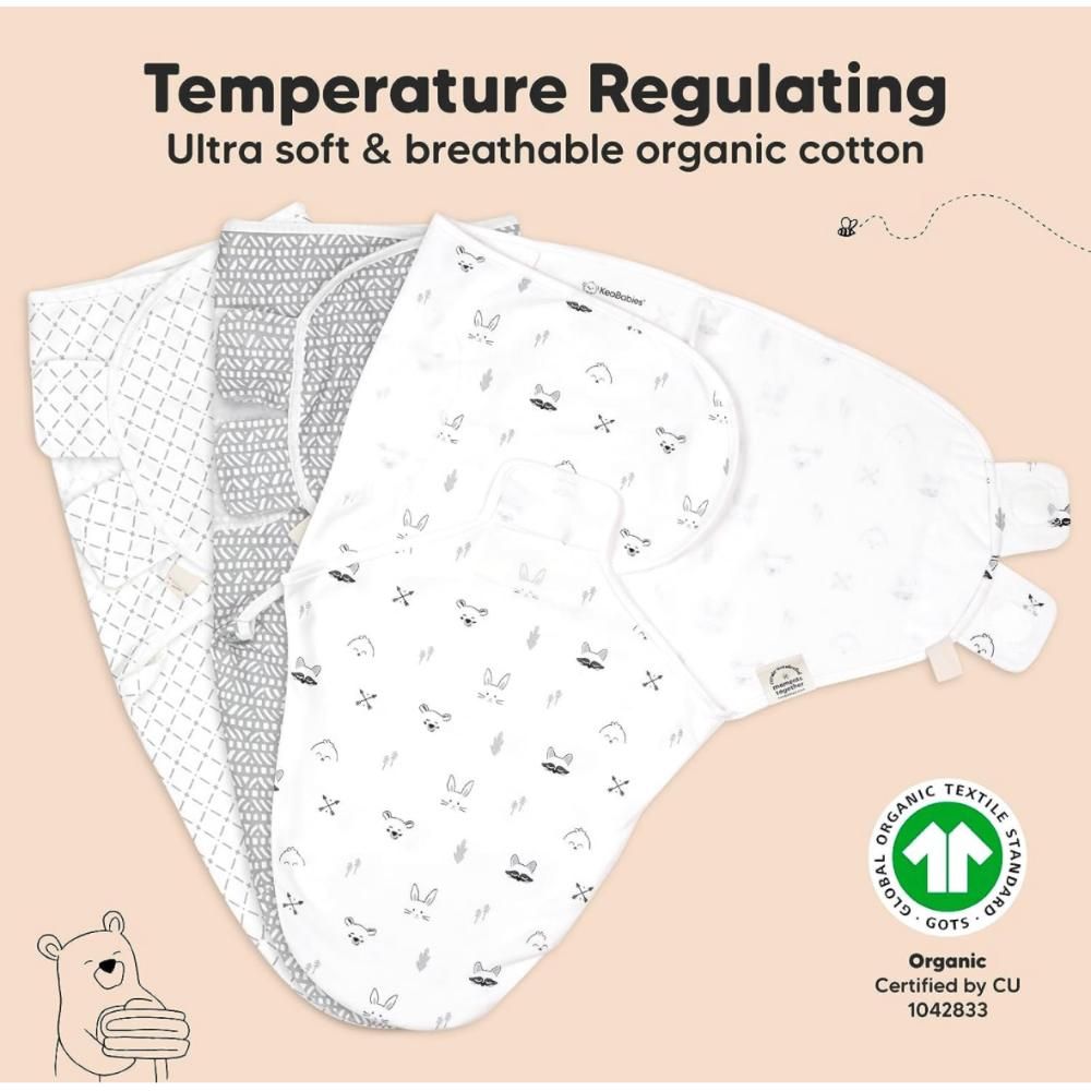 Keababies - Soothe Swaddle Wrap - 3pcs - Nordic - L