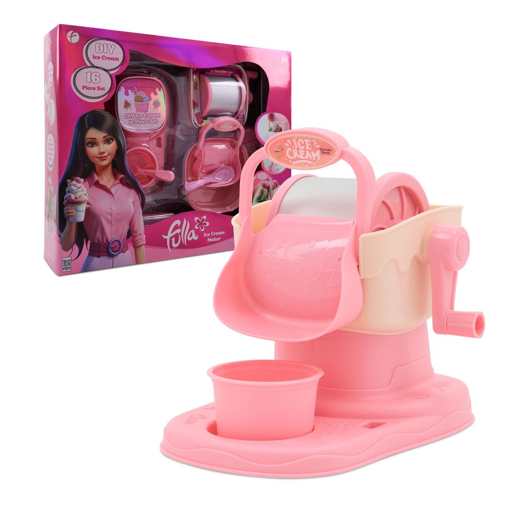 Fulla - DIY Ice Cream Maker Playset - Pink - 16 Pcs