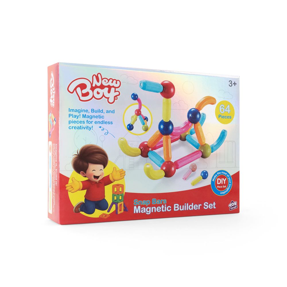New Boy - Snap Bars Magnetic Builder Set - 64 Pcs