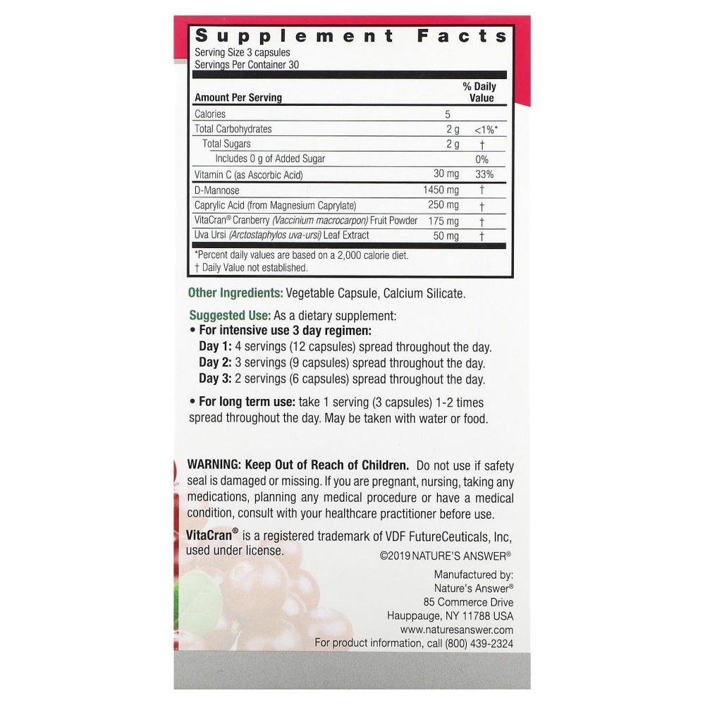Nature's Answer - UT Answer Vegetarian Capsules - 90 Pcs