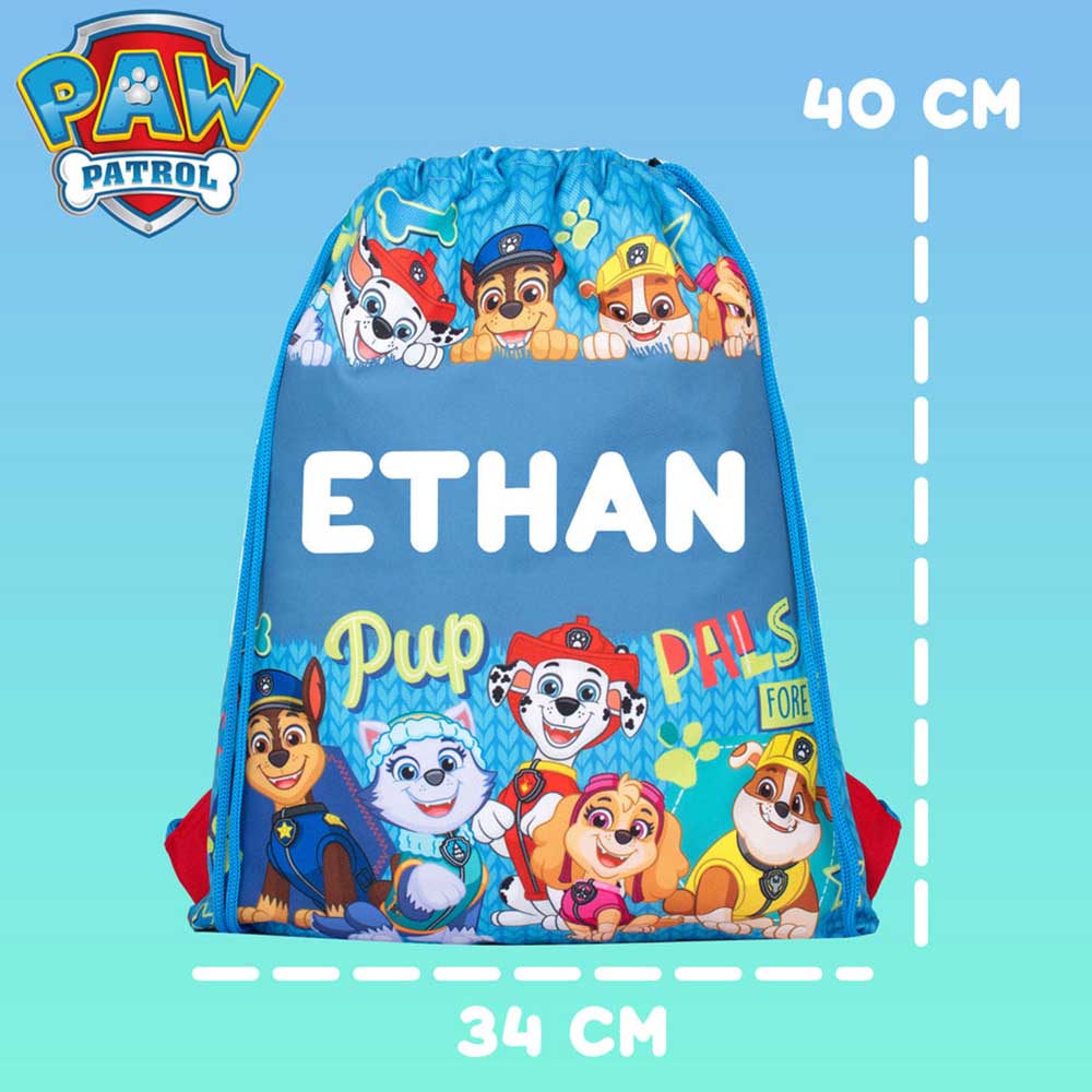 Fringoo - Personalized Drawstring Bag - Paw Patrol - 15-Inch/38.5cm