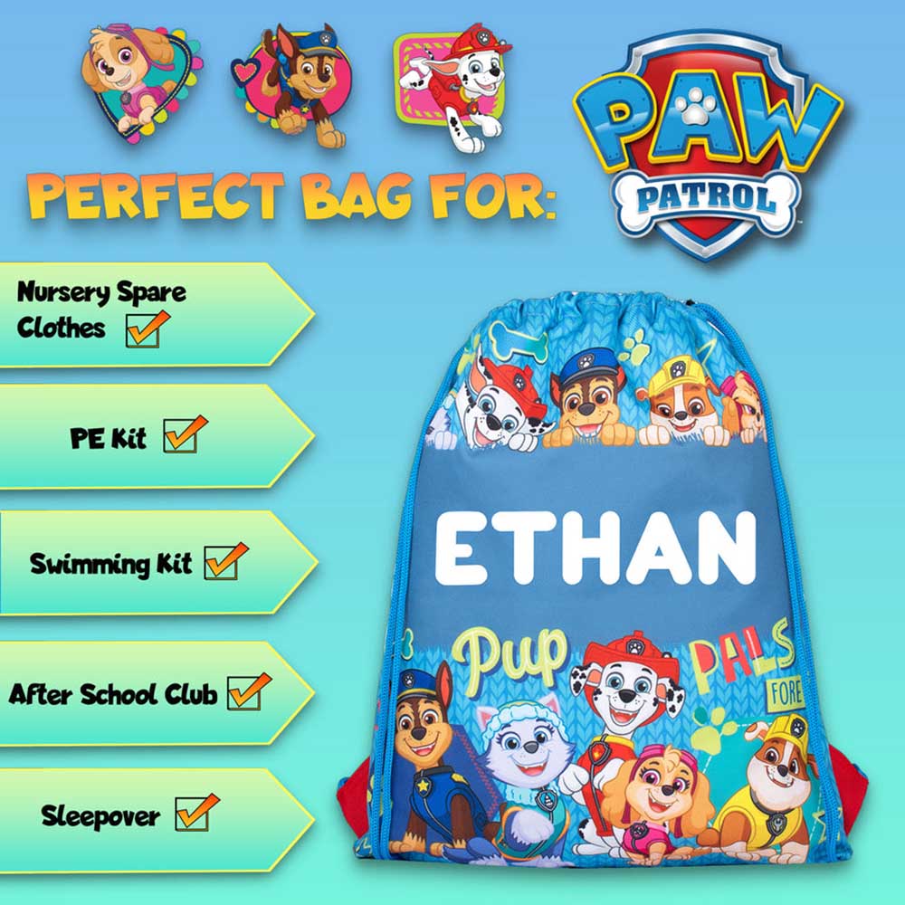 Fringoo - Personalized Drawstring Bag - Paw Patrol - 15-Inch/38.5cm