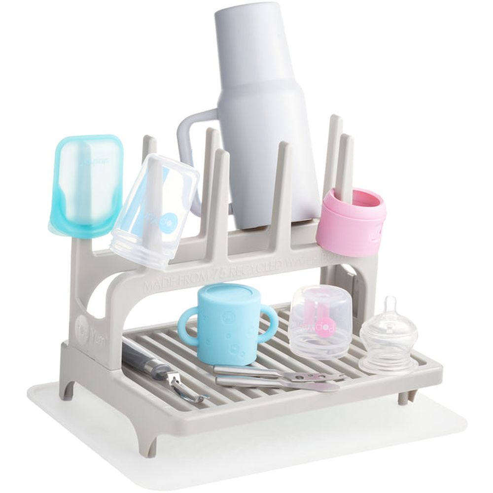 PopYum - Space Saving Drying Rack With Drying Mat - Grey