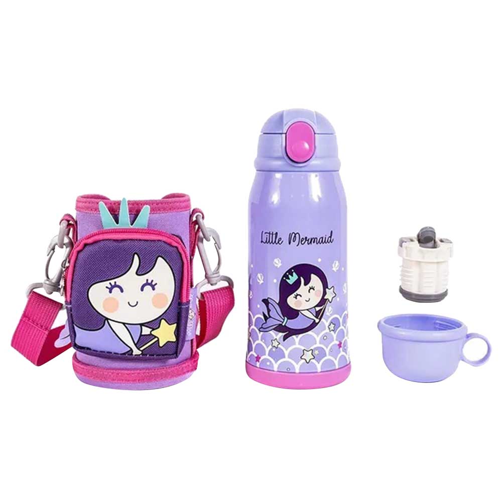 Milk&Moo - Stainless Steel Water Bottle With Mermaid Bag - 550 ml