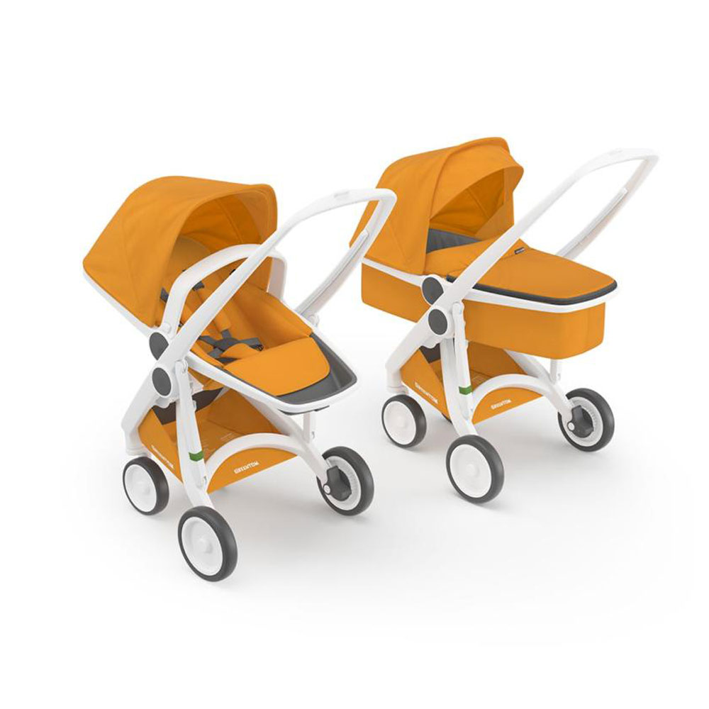 
Greentom - Eco Stroller/Pram 2-in-1 Carrycot + Reversible Seat - White-Sunflower