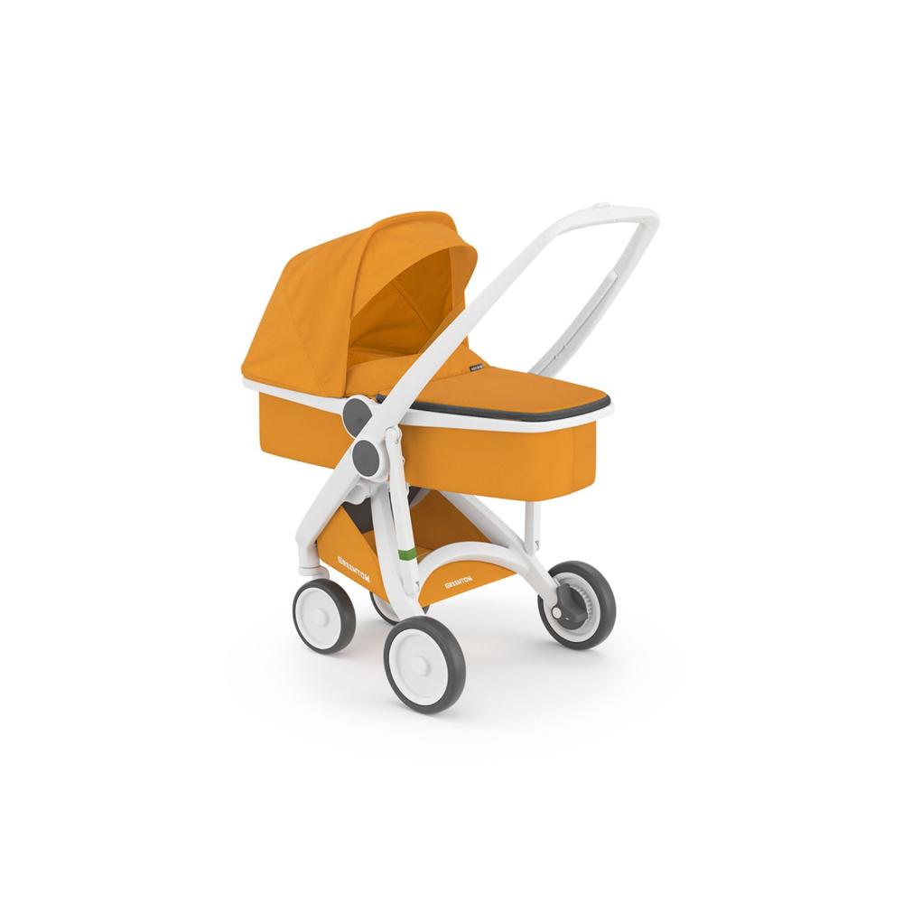 
Greentom - Eco Stroller/Pram 2-in-1 Carrycot + Reversible Seat - White-Sunflower