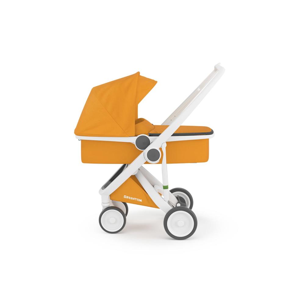 
Greentom - Eco Stroller/Pram 2-in-1 Carrycot + Reversible Seat - White-Sunflower