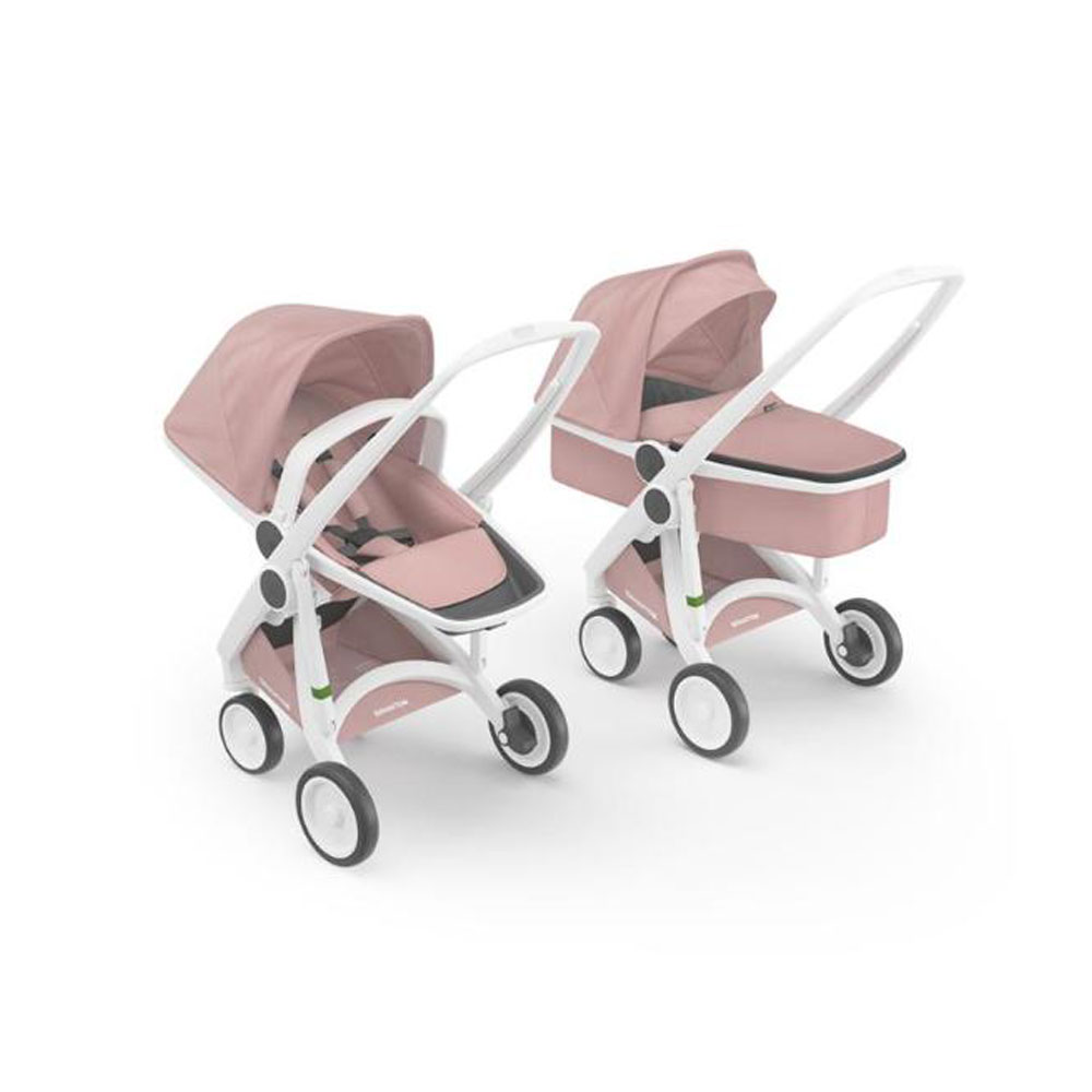 Greentom - Eco Stroller/Pram 2-in-1 Carrycot + Reversible Seat - White-Blossom