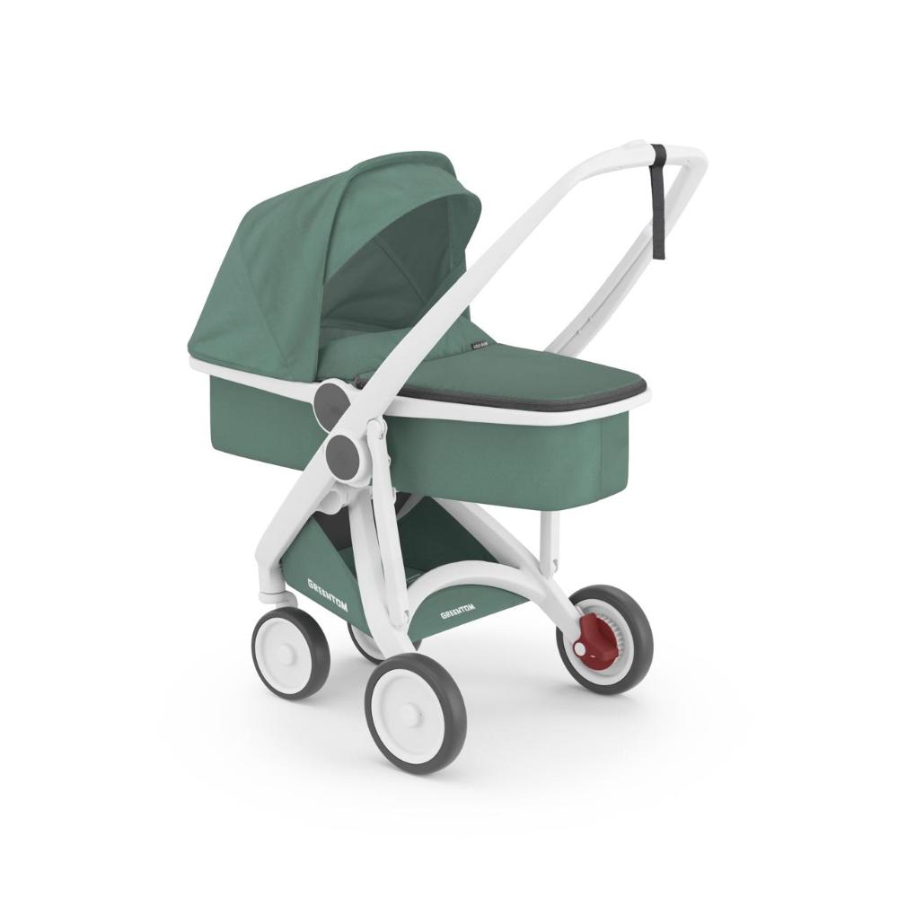 
Greentom - Eco Stroller/Pram 2-in-1 Carrycot + Reversible Seat - White-Sage