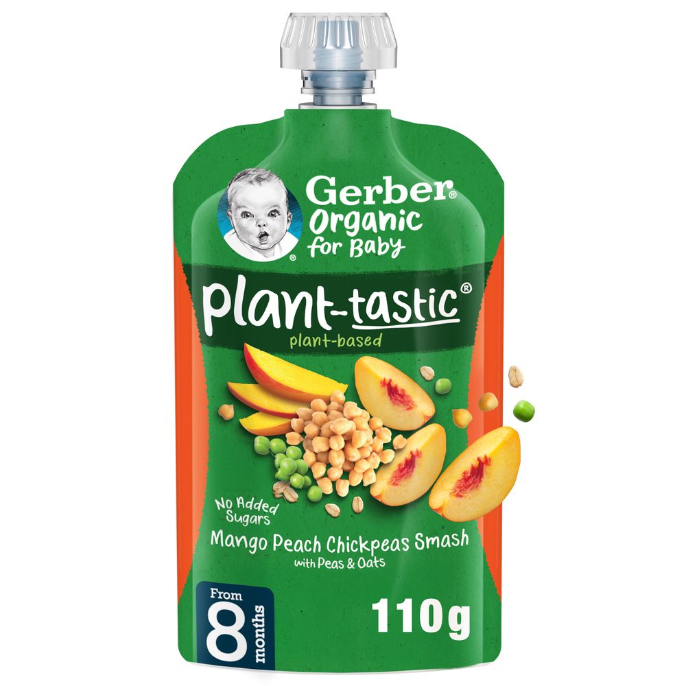 Gerber - Plant-Tastic Organic Puree - Mango, Peach & Chickpeas Smash - 110 gm