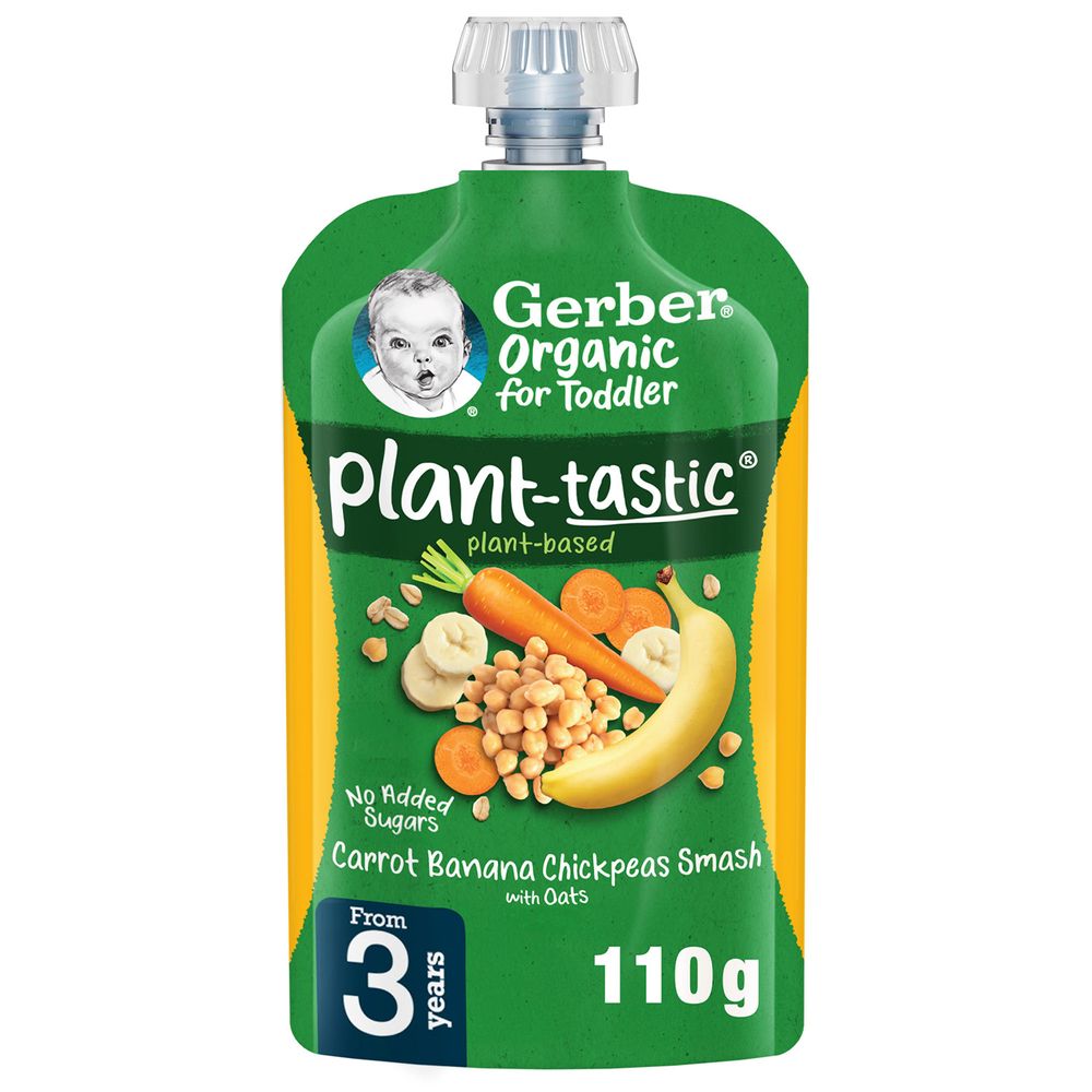 Gerber - Plant-Tastic Organic Puree - Carrot, Banana & Chickpeas Smash - 110 gm