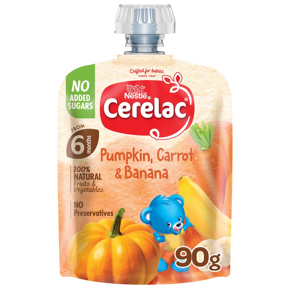 Cerelac - Sneaky Veggies Puree Pouch - Pumpkin, Carrot & Banana - 90 gm