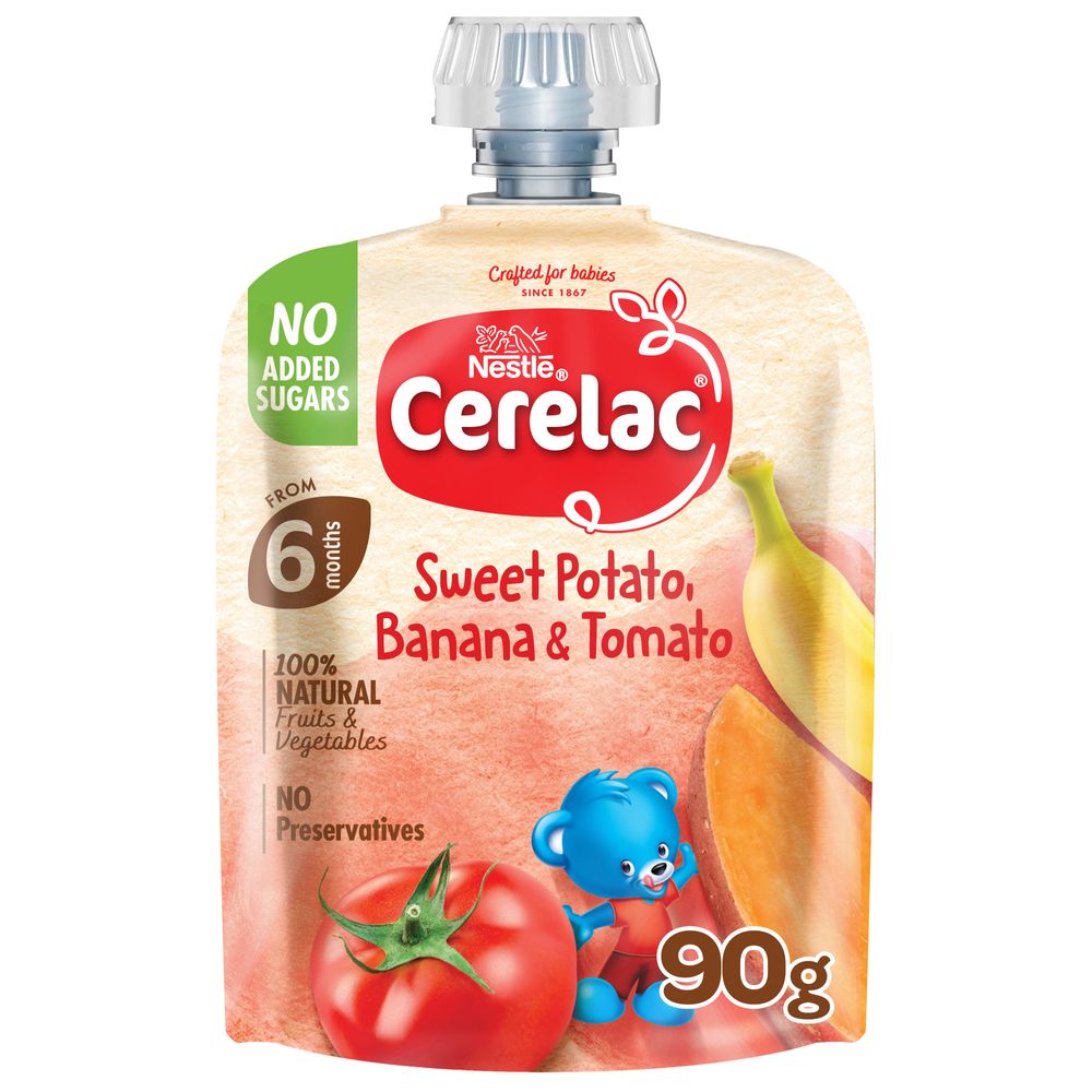 Cerelac - Sneaky Veggies Puree Pouch - Sweet Potato, Banana & Tomato - 90 gm