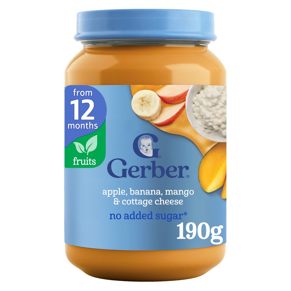 Gerber - Fruits Baby Food Jar - Apple, Banana, Mango & Cottage Cheese Flavor - 190 gm