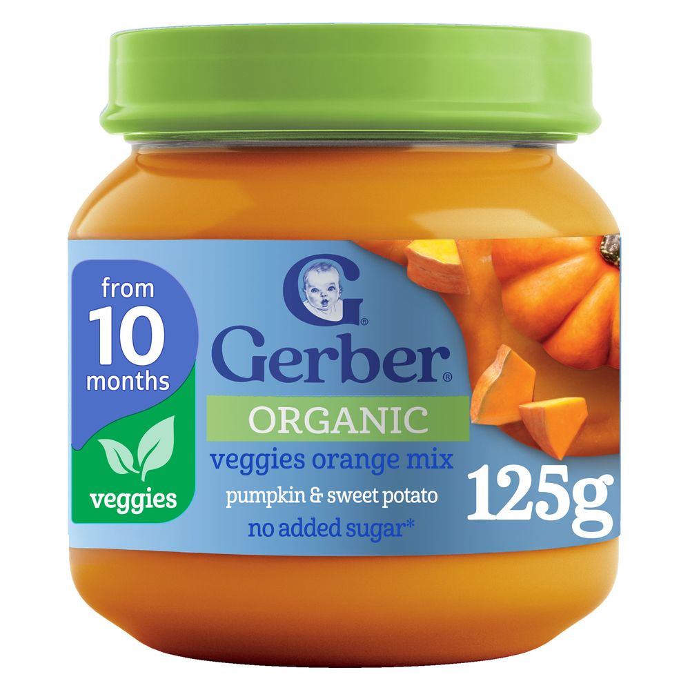 Gerber - Organic Veggies Orange Mix Baby Food Jar - Pumpkin & Sweet Potato - 125 gm