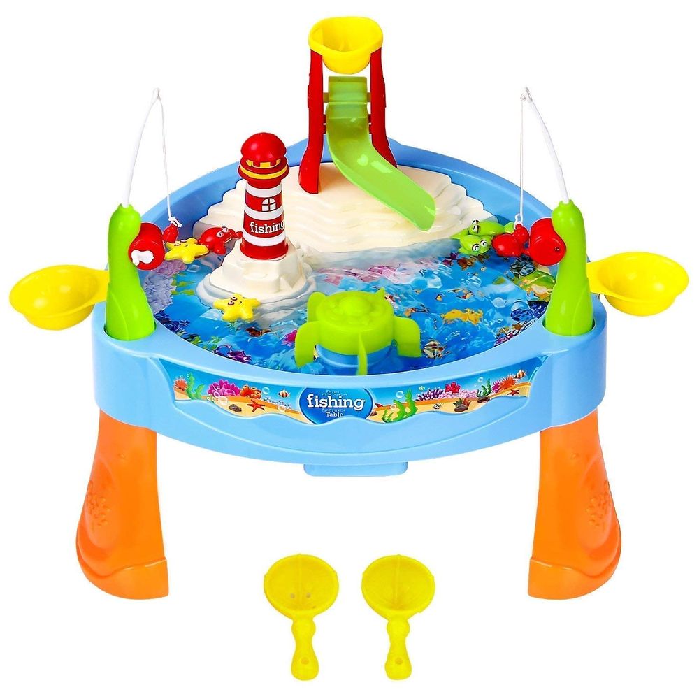 Little Angel Kids Electric Fishing Toys Table With Light & Music - Blue
