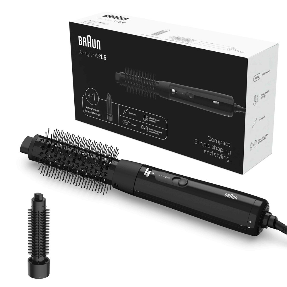 Braun - Air Styler With Firm Bristle Brush AS1.5 - Black Gloss - 300 W