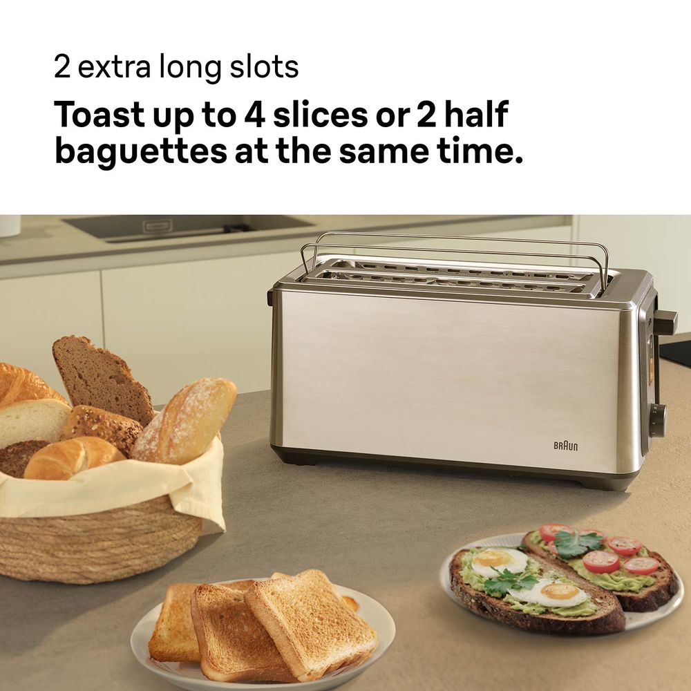 Braun HT5220 Identity Collection 2 Long Slot Toaster Silver - 1470W