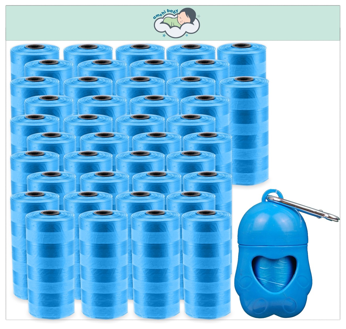 Amchi Baby - Dispenser With Disposable Scented Bags - Blue - 841 Pc Set