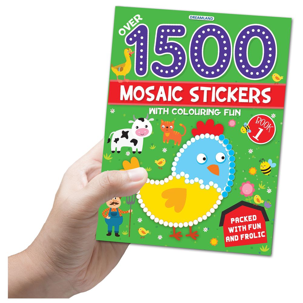 1500 Mosaic Stickers Book 1 With Colouring Fun