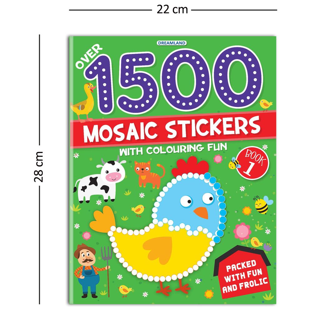 1500 Mosaic Stickers Book 1 With Colouring Fun