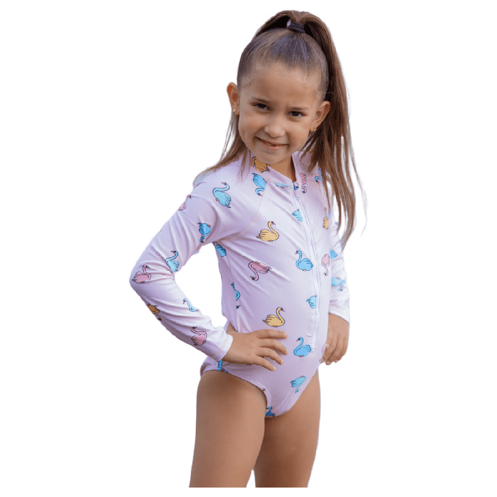 Onesports Long Sleeved Swan Print Swimsuit