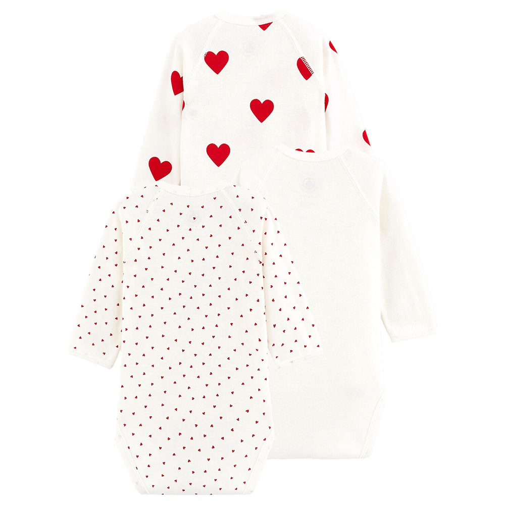 Petit Bateau Baby's Long-Sleeves Wrapover Cotton Bodysuits - 3 Pcs