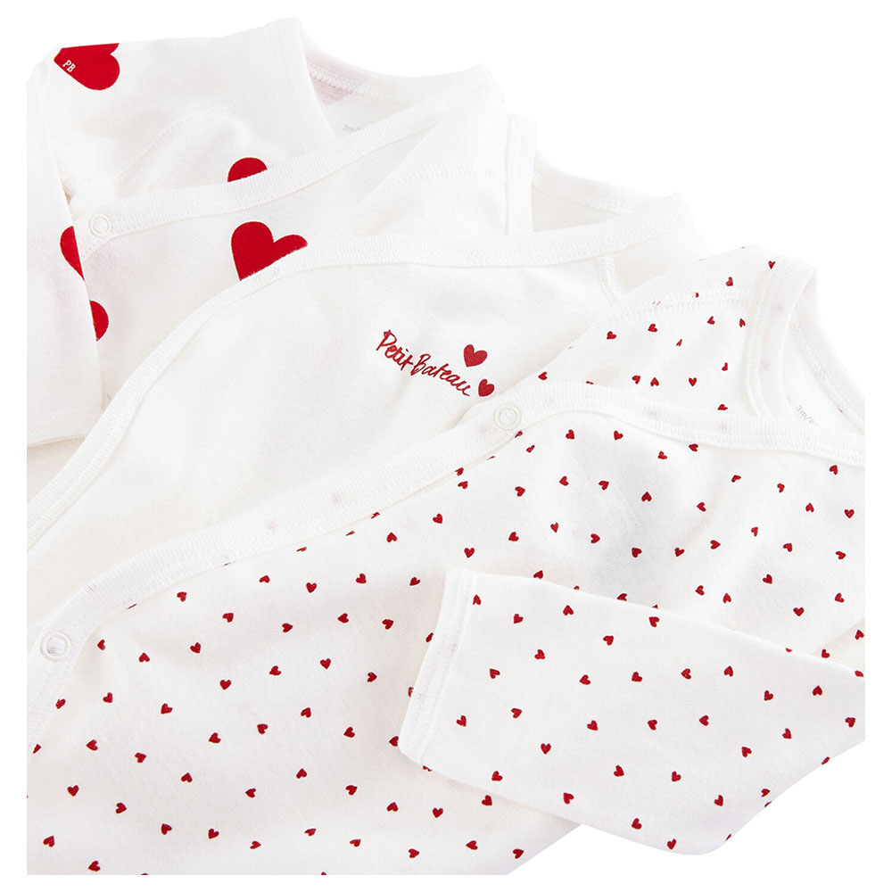 Petit Bateau Baby's Long-Sleeves Wrapover Cotton Bodysuits - 3 Pcs