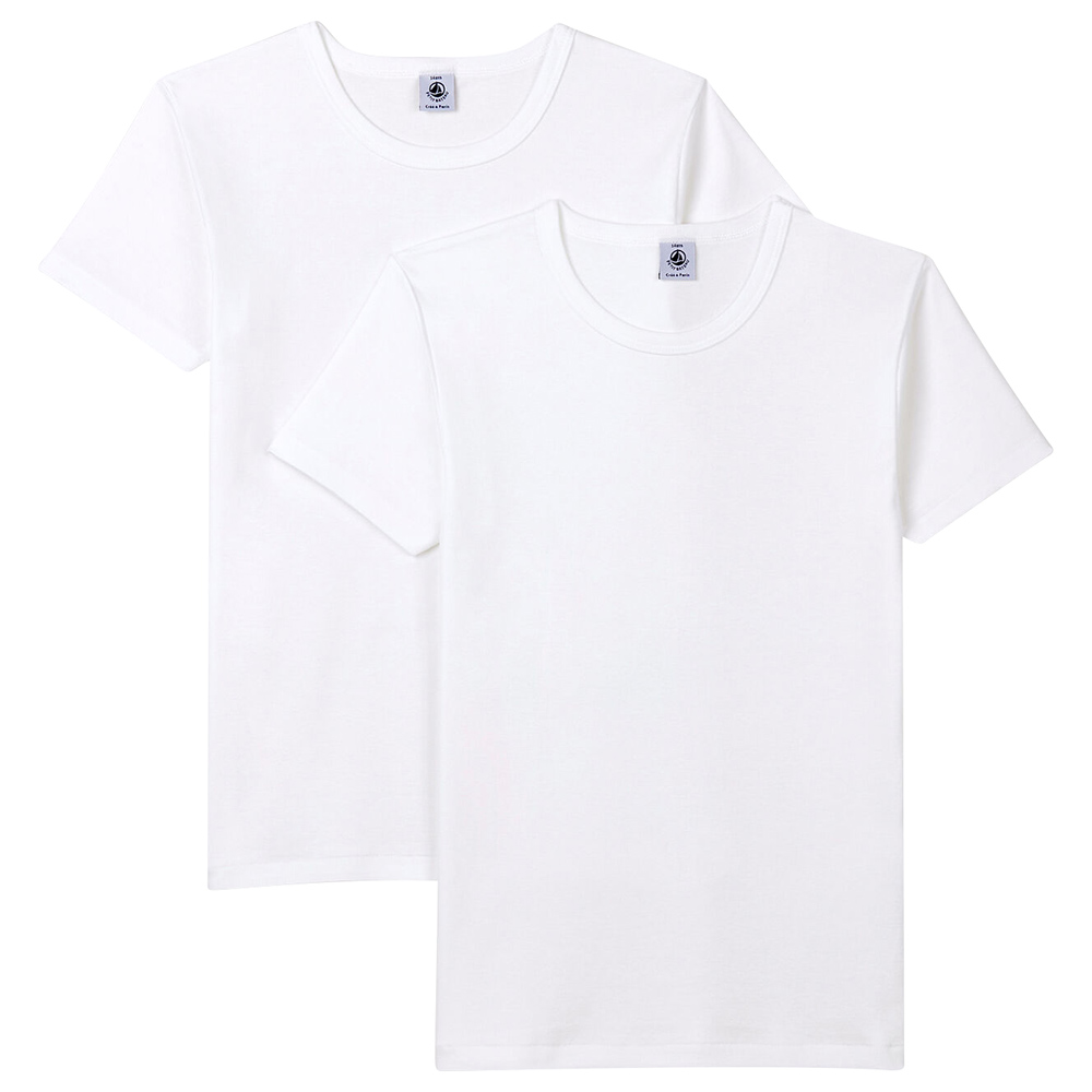 Petit Bateau Boy's Short-Sleeves T-Shirt - White - 2 Pcs