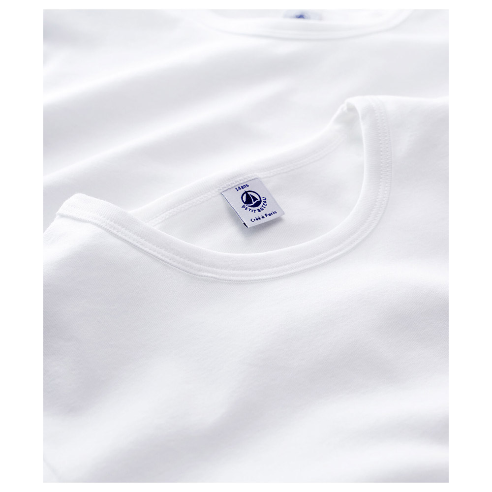 Petit Bateau Boy's Short-Sleeves T-Shirt - White - 2 Pcs