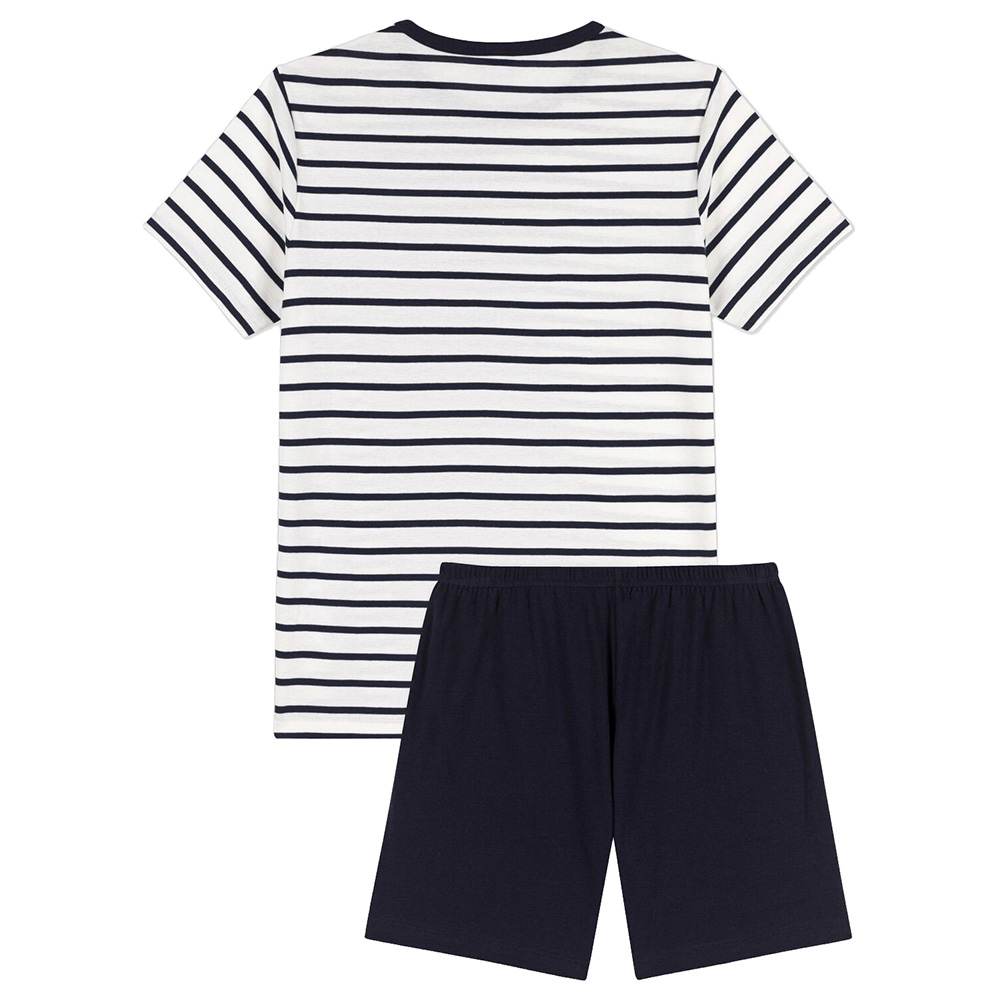 Petit Bateau Short Pajama with Sailor Stripes T-Shirt - Blue - 2 Pcs