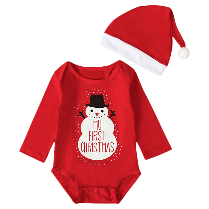 Sugar Rush My First Christmas Romper with Hat - Red