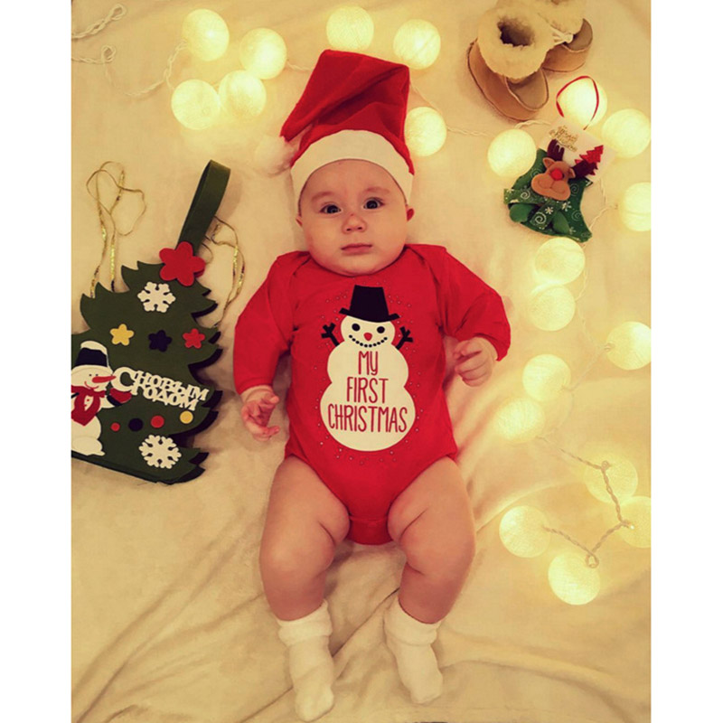 Sugar Rush My First Christmas Romper with Hat - Red