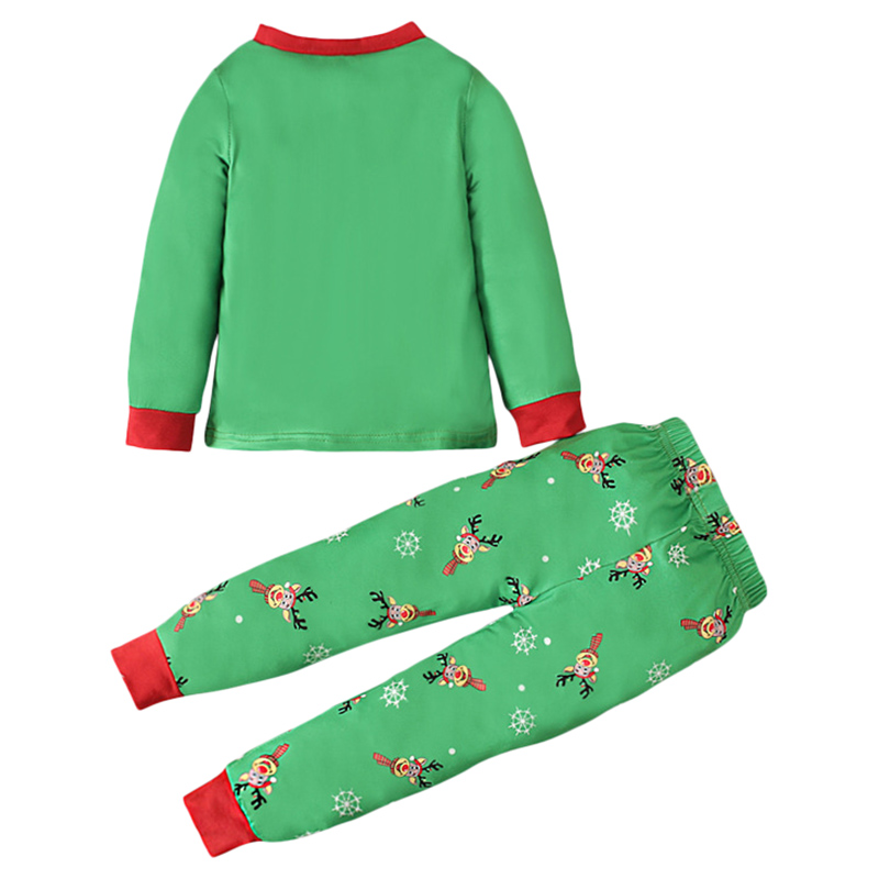 Sugar Rush Christmas Reindeer Printed Top & Bottom Set - Green