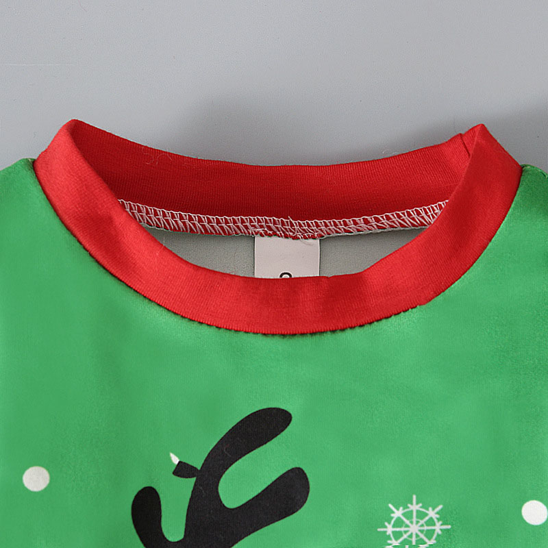 Sugar Rush Christmas Reindeer Printed Top & Bottom Set - Green