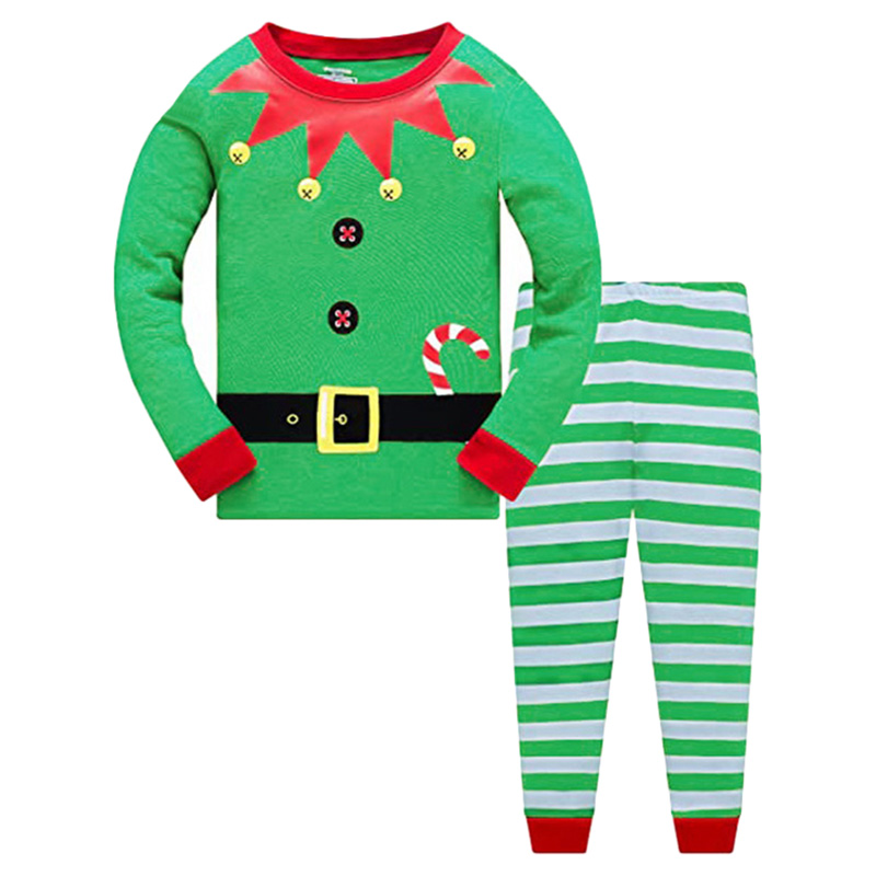Sugar Rush Christmas Striped Printed Top & Bottom Set - Green