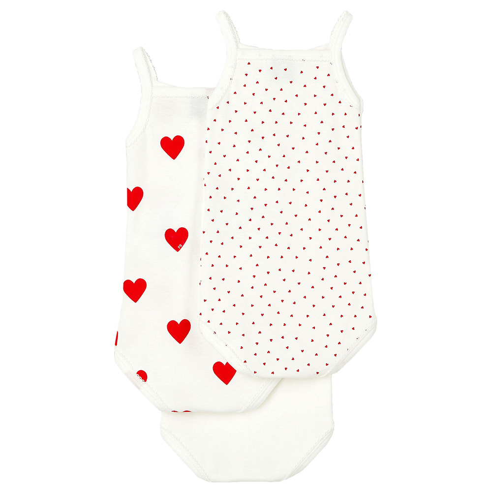 Petit Bateau Baby's Strappy Bodysuits - White/Red - 3 Pcs