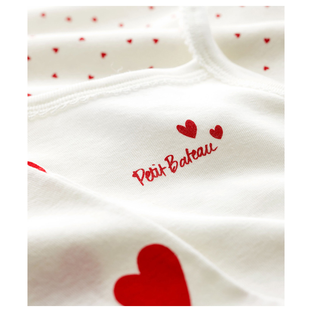Petit Bateau Baby's Strappy Bodysuits - White/Red - 3 Pcs