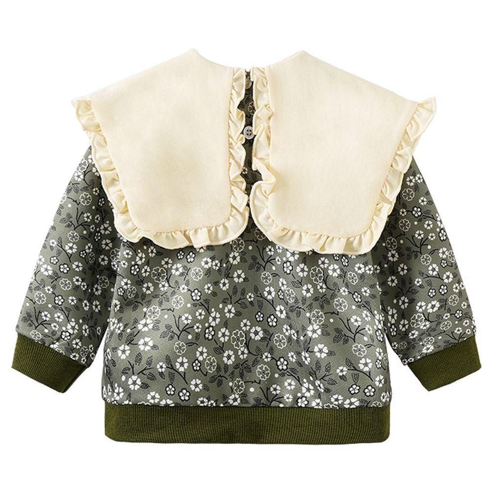 Sugar Rush Floral Round Neck Full Sleeves Sweatshirt - Green