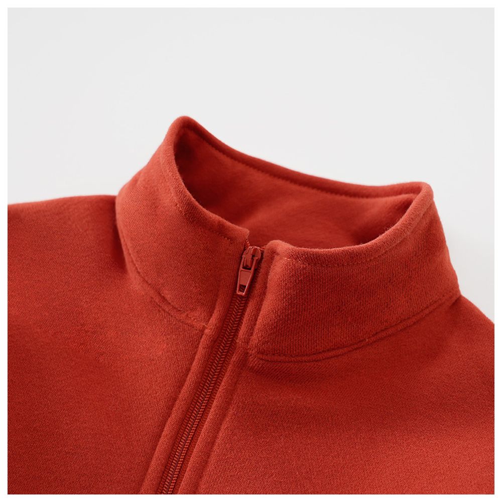 Sugar Rush Solid High-Neck Full Sleeves Sweatshirt - Red
