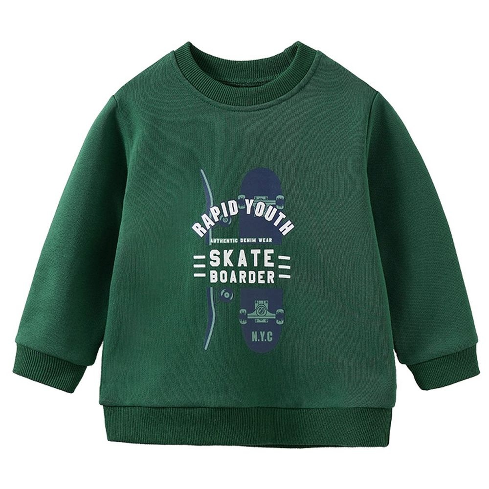 Sugar Rush Printed Round Neck Full Sleeves Sweatshirt - Green