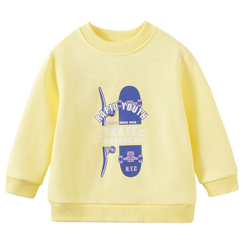 Sugar Rush Printed Round Neck Full Sleeves Sweatshirt - Yellow