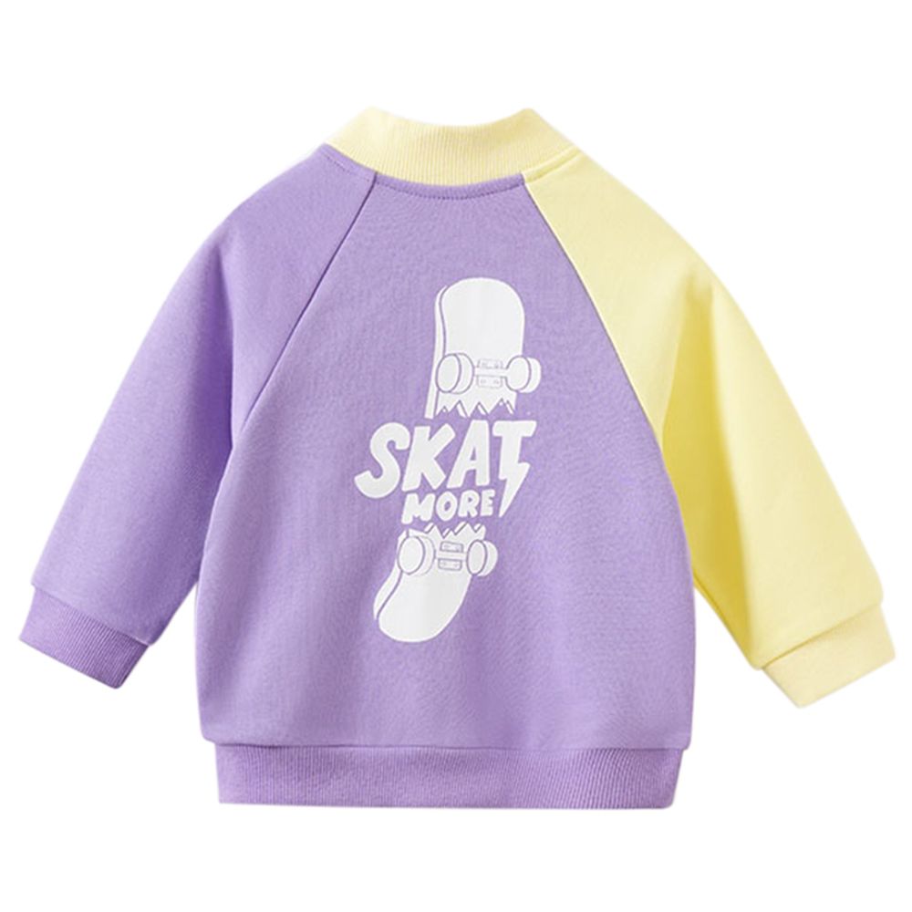 Sugar Rush Colorblocked Full Sleeves Zipper Jacket - Purple