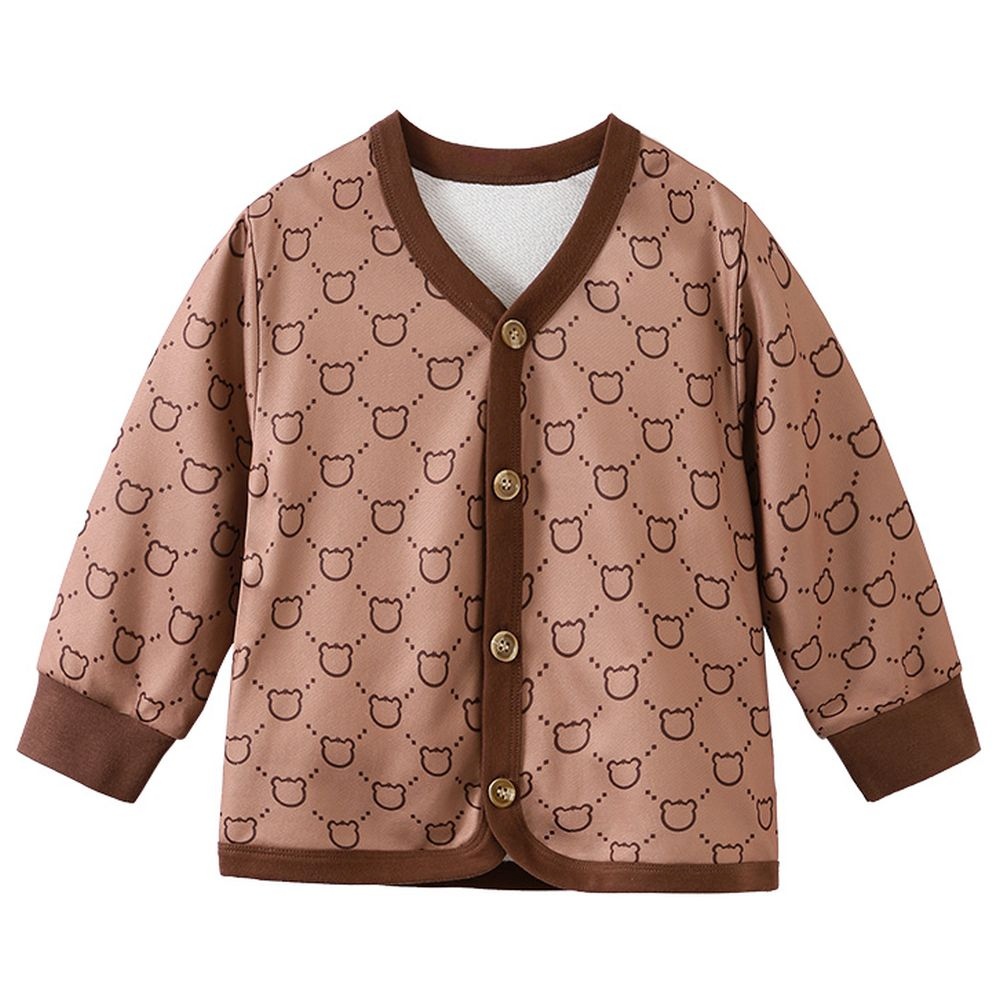 Sugar Rush Printed V-Neck Full Sleeves Jacket - Brown