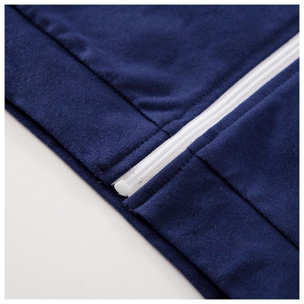 Sugar Rush Solid High-Neck Full Sleeves Jacket - Navy