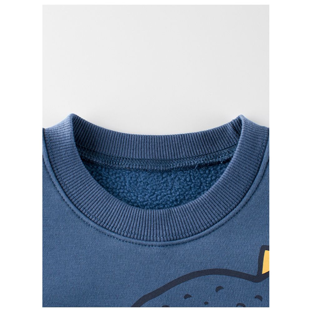 Sugar Rush Printed Round Neck Full Sleeves Sweatshirt - Blue