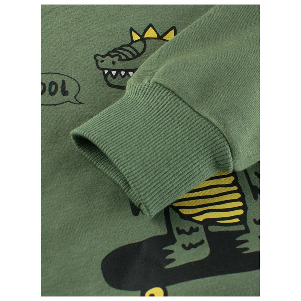 Sugar Rush Regular Round Neck Full Sleeves Sweatshirt - Green