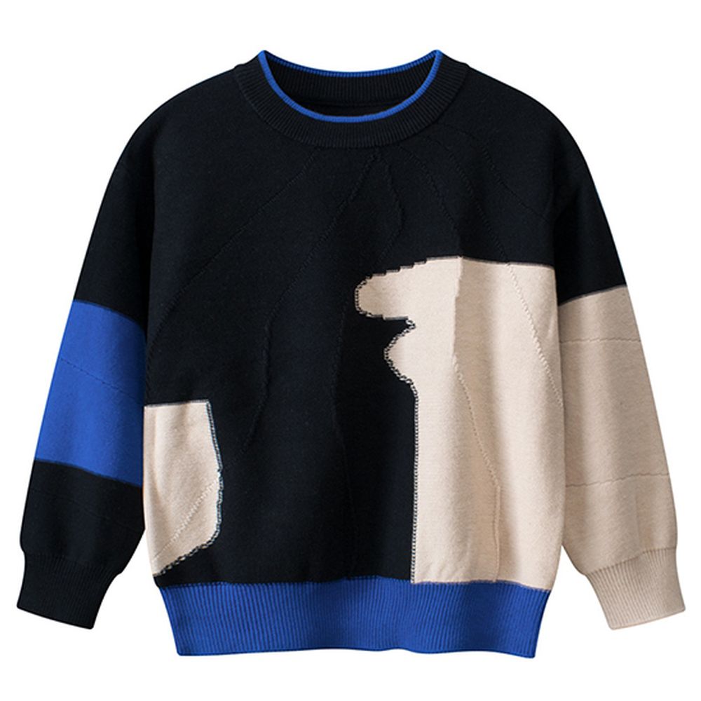 Sugar Rush Colorblocked Round Neck Sweater - Black