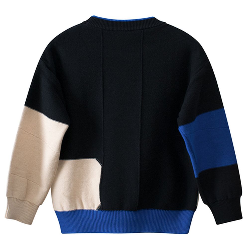 Sugar Rush Colorblocked Round Neck Sweater - Black